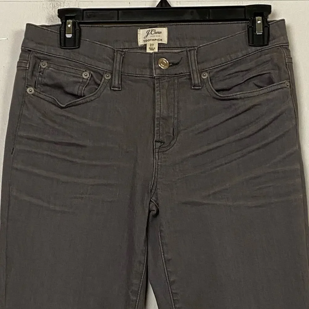 J. Crew Gray Whiskered Toothpick Jeans Size 27